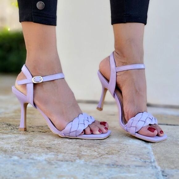 Women's Purple Braided Single Band Ankle Strap Sandals - Picture 3 of 7